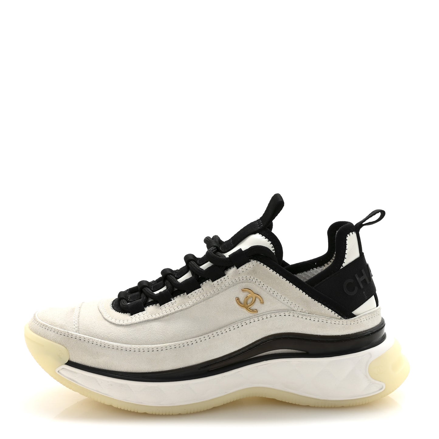 Suede Calfskin Nylon Grosgrain CC Sneakers 37 White