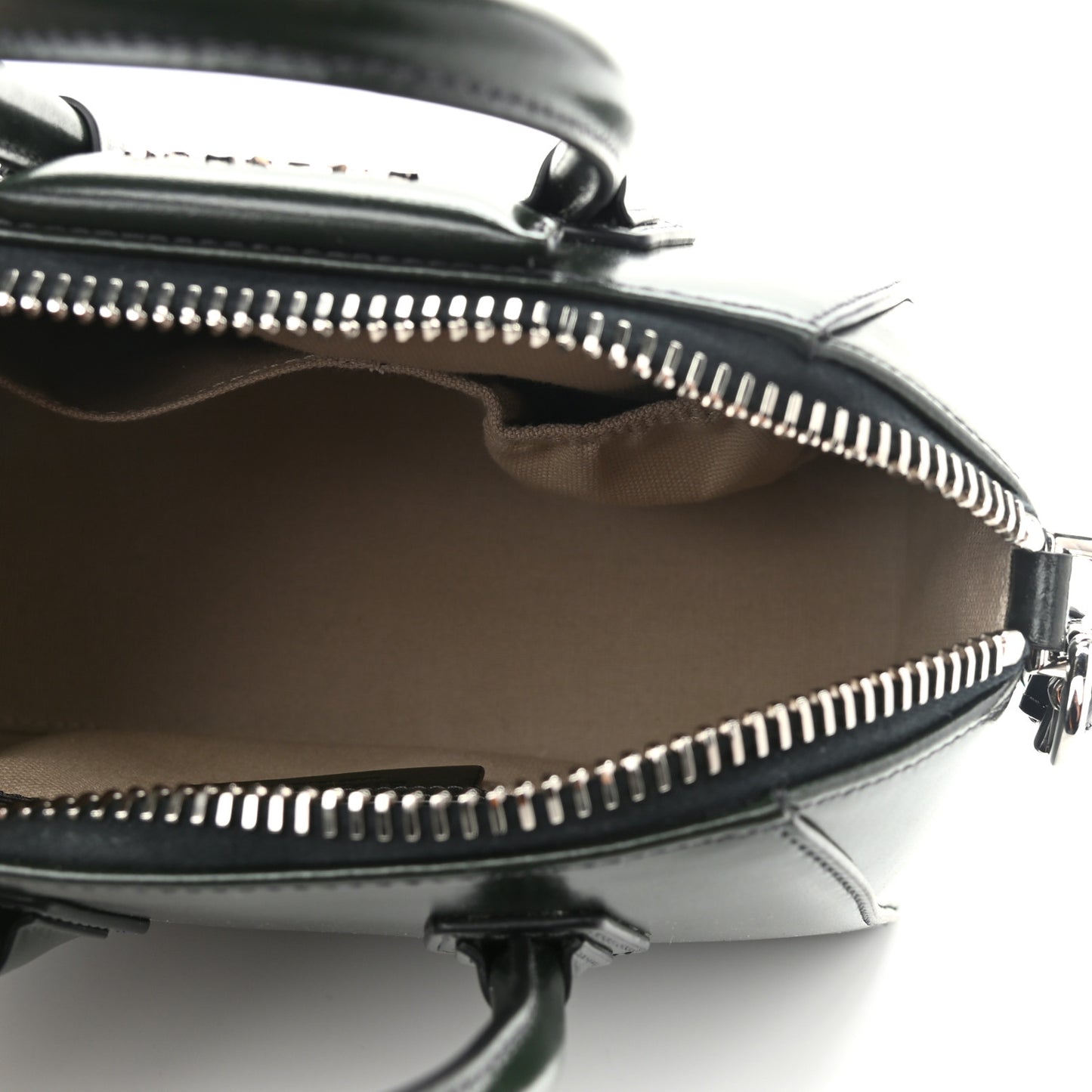 Shiny Lord Calfskin Mini Antigona Green Forest