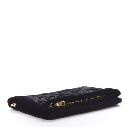Prada Velluto Velvet Embroidered Flap Clutch Black 4 of 6