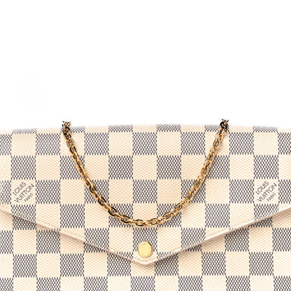 Louis Vuitton Damier Azur Pochette Felicie Chain Wallet Rose Ballerine 10 of 18