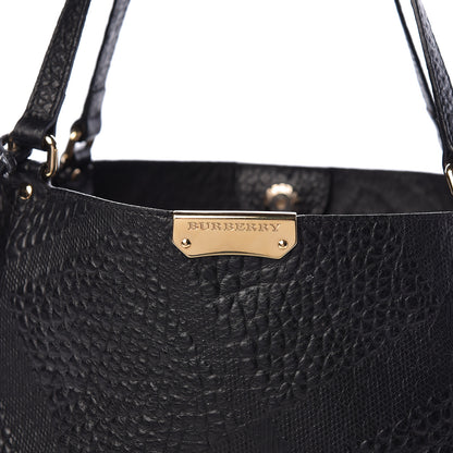 Burberry Signature Grain Calfskin Check Embossed Small Canterbury Tote Black 8 of 11