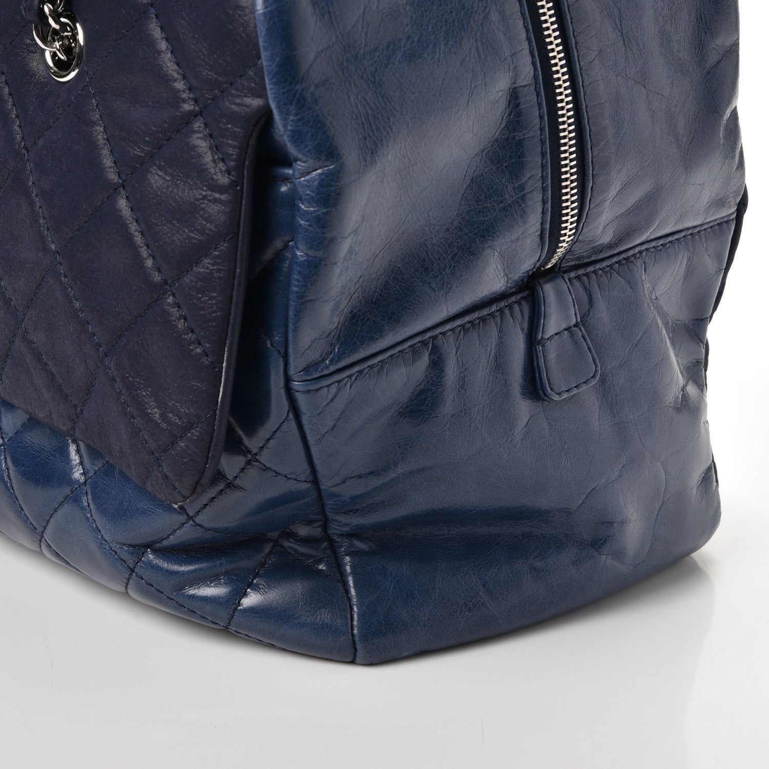 Chanel Glazed Calfskin Quilted Travel Flap Tote Blue 9 of 9
