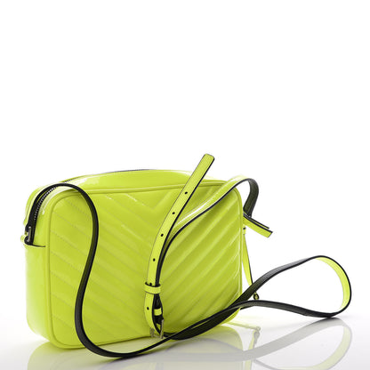 Saint Laurent Patent Calfskin Matelasse Monogram Lou Camera Bag Neon Yellow 4 of 10