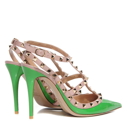 Valentino Garavani Patent Rockstud Ankle Strap Pumps 40 Green Poudre 4 of 6