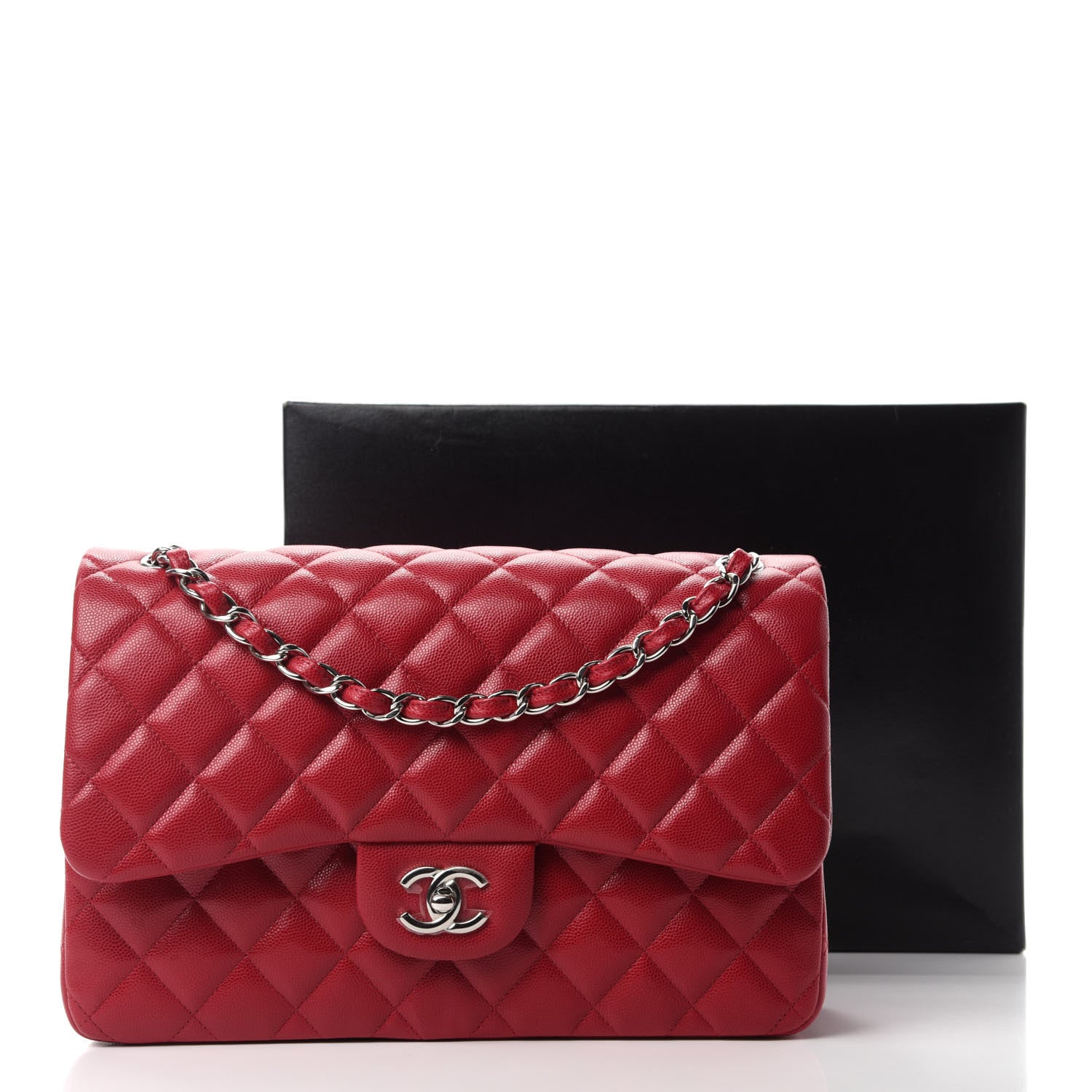 Chanel Caviar Quilted Jumbo Double Flap Red 15 of 15