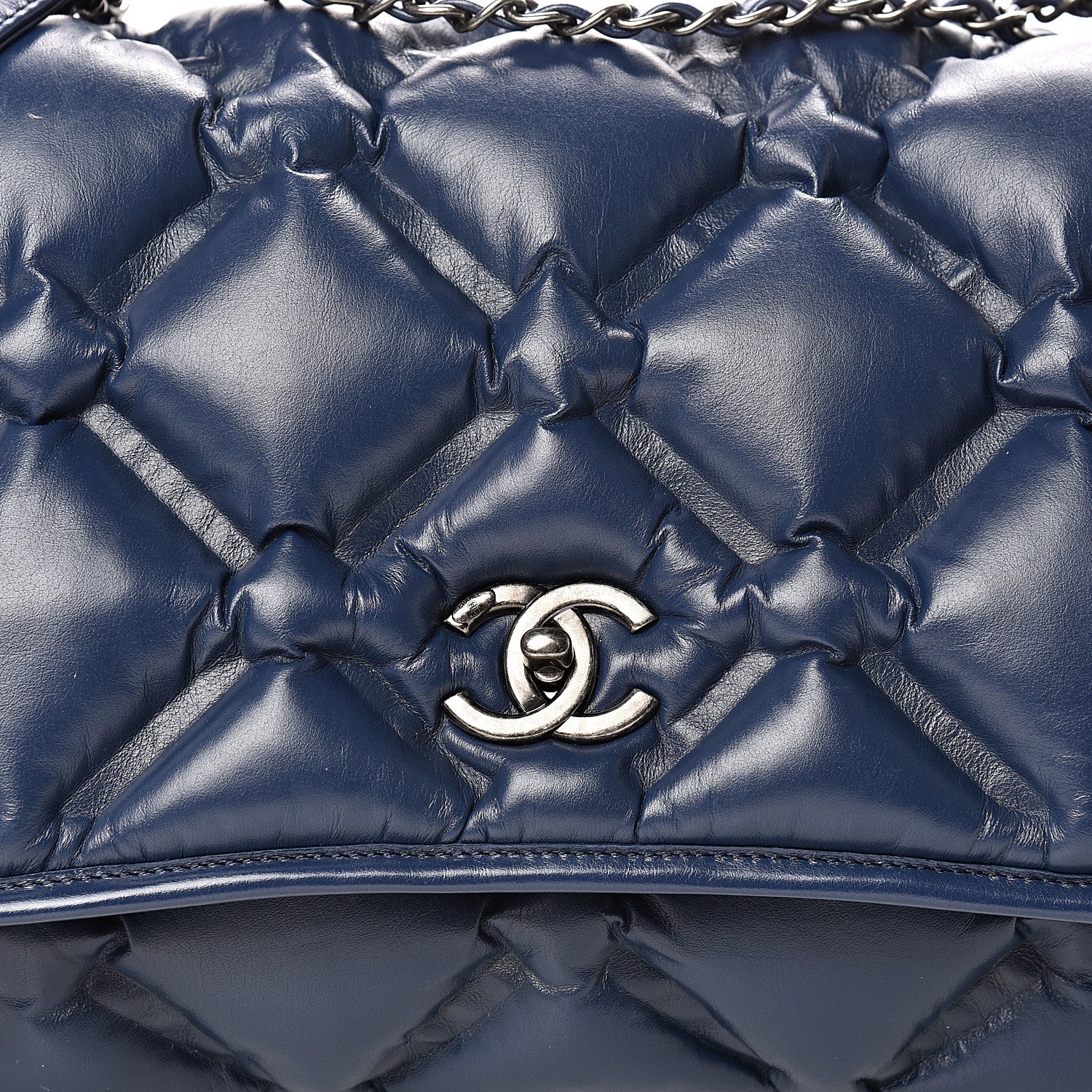 Chanel Calfskin Quilted Large Chesterfield Flap Navy 8 of 16