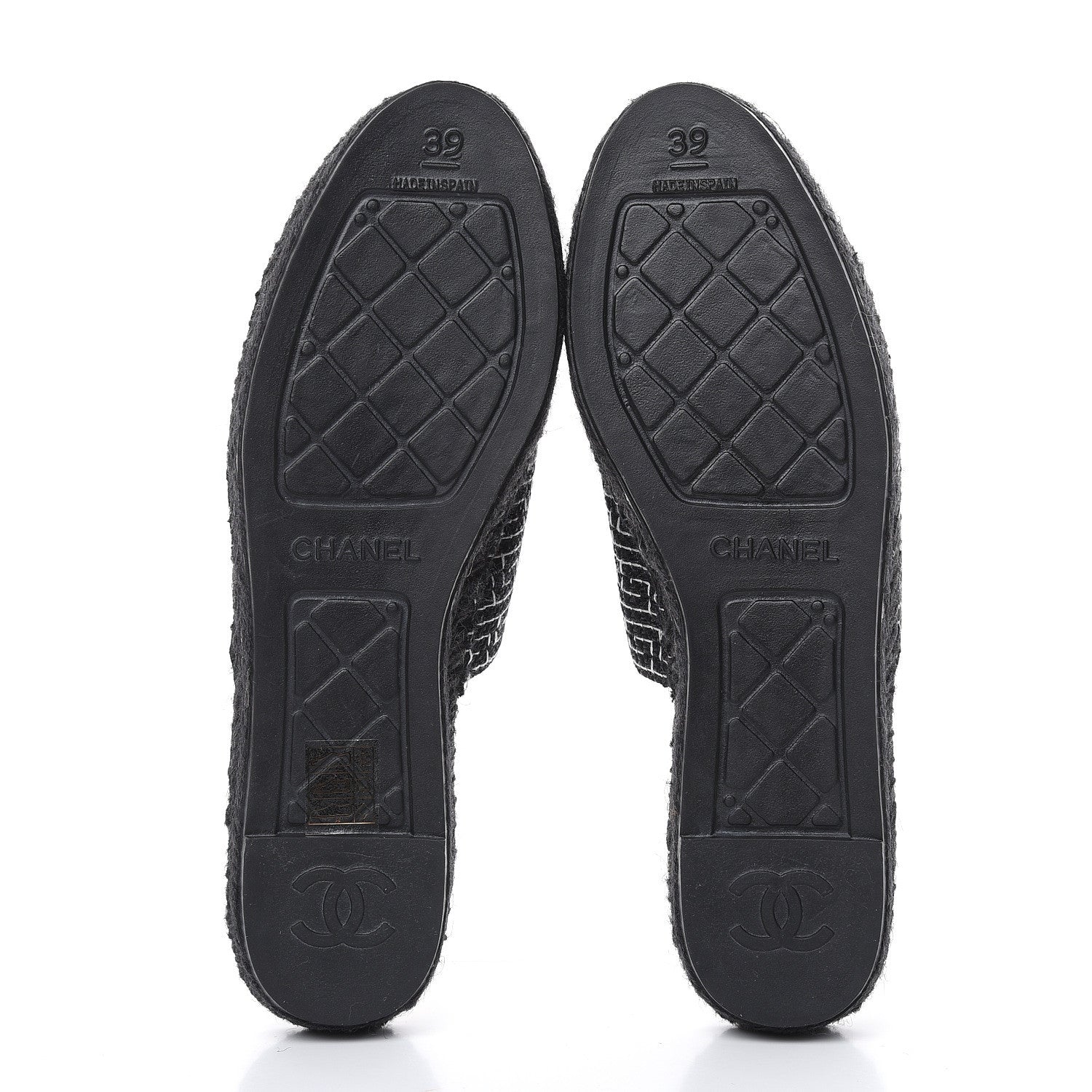 Chanel Tweed CC Slip On Espadrilles 39 Black Silver 5 of 10