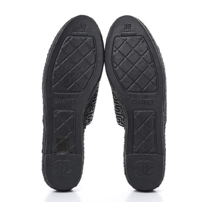 Chanel Tweed CC Slip On Espadrilles 39 Black Silver 5 of 10