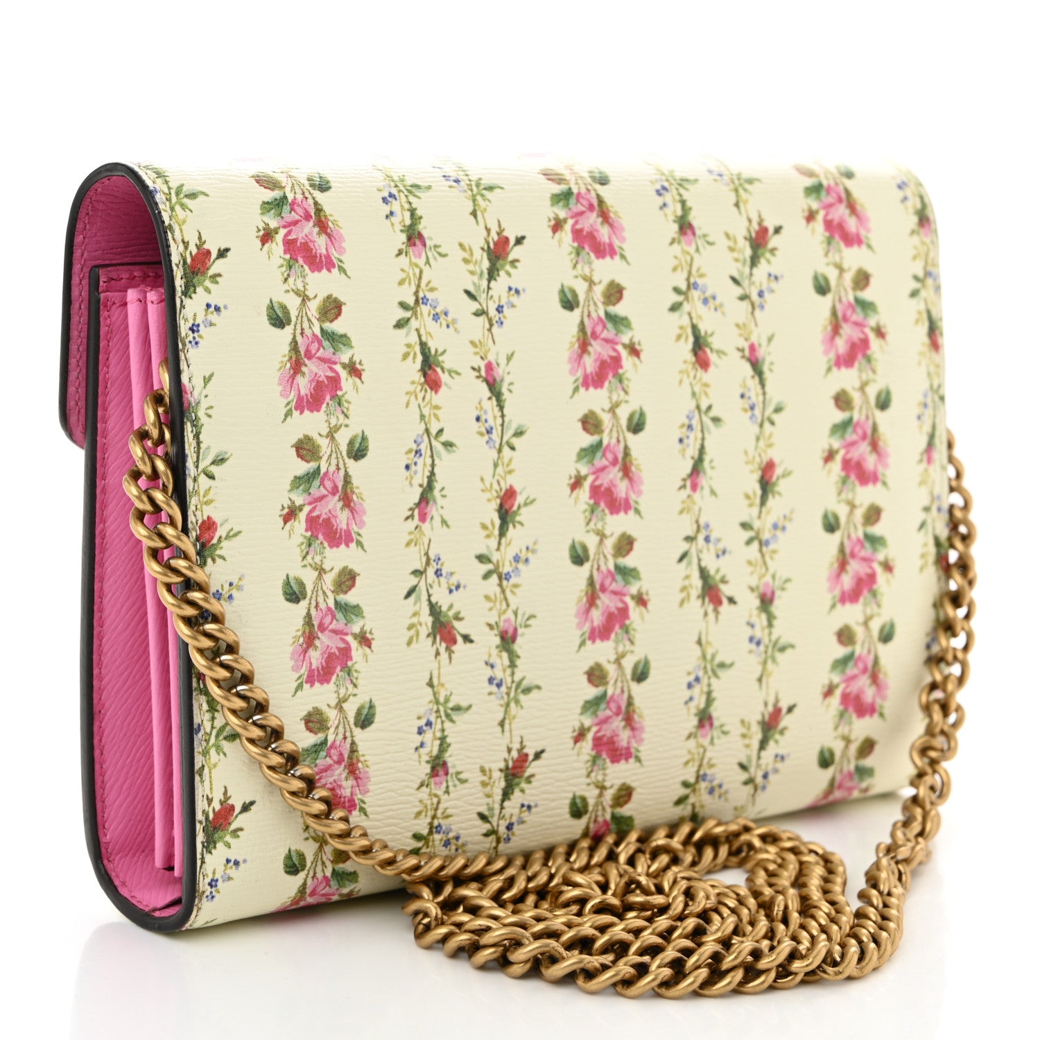 Gucci Calfskin Floral Print Mini Dionysus Chain Wallet Ivory Pink 3 of 10