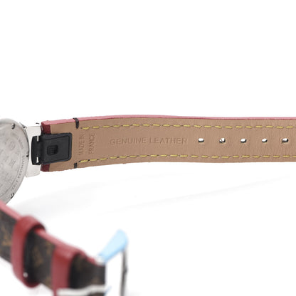 Louis Vuitton Stainless Steel Monogram 28mm Tambour Quartz Watch Brown 6 of 6