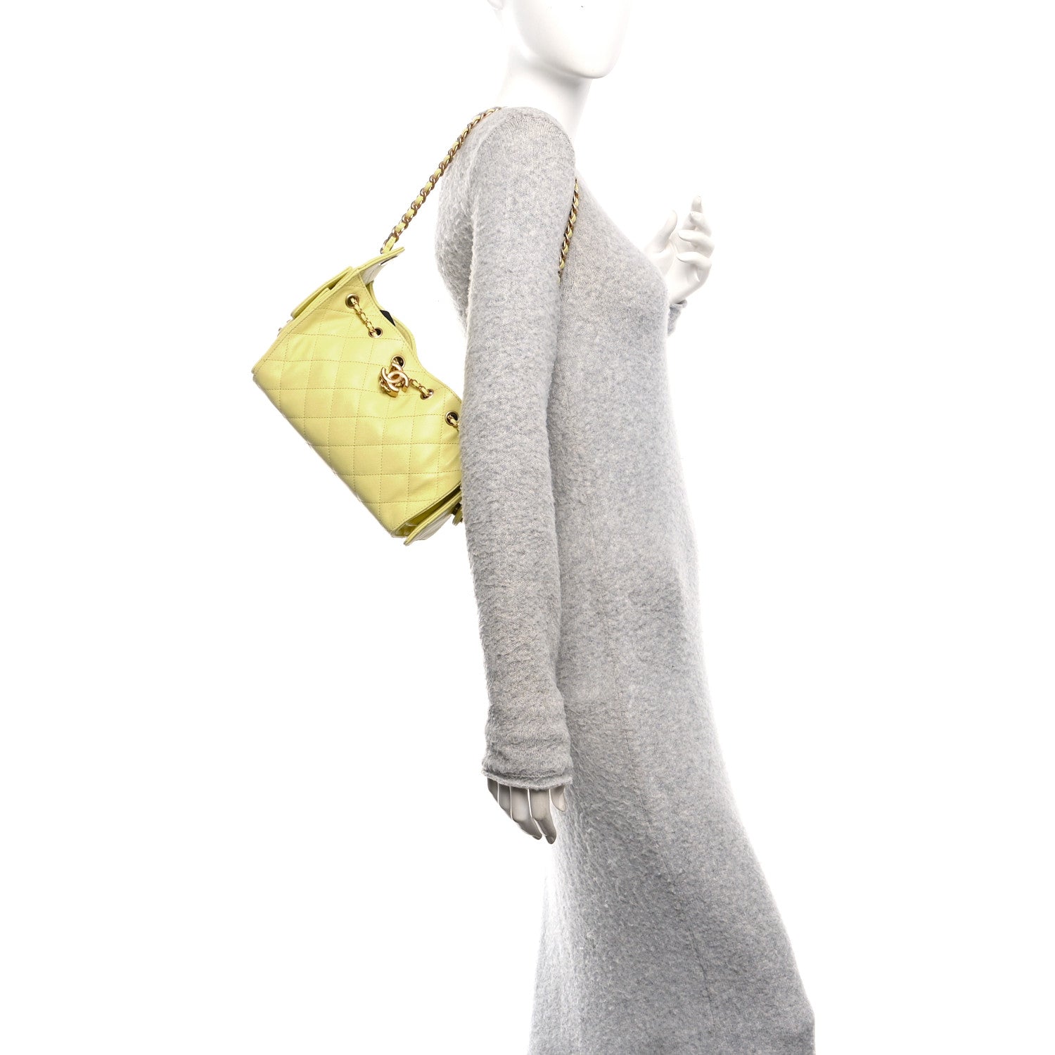 Chanel Caviar Quilted Mini Chanel 25 Handbag Light Yellow 2 of 10