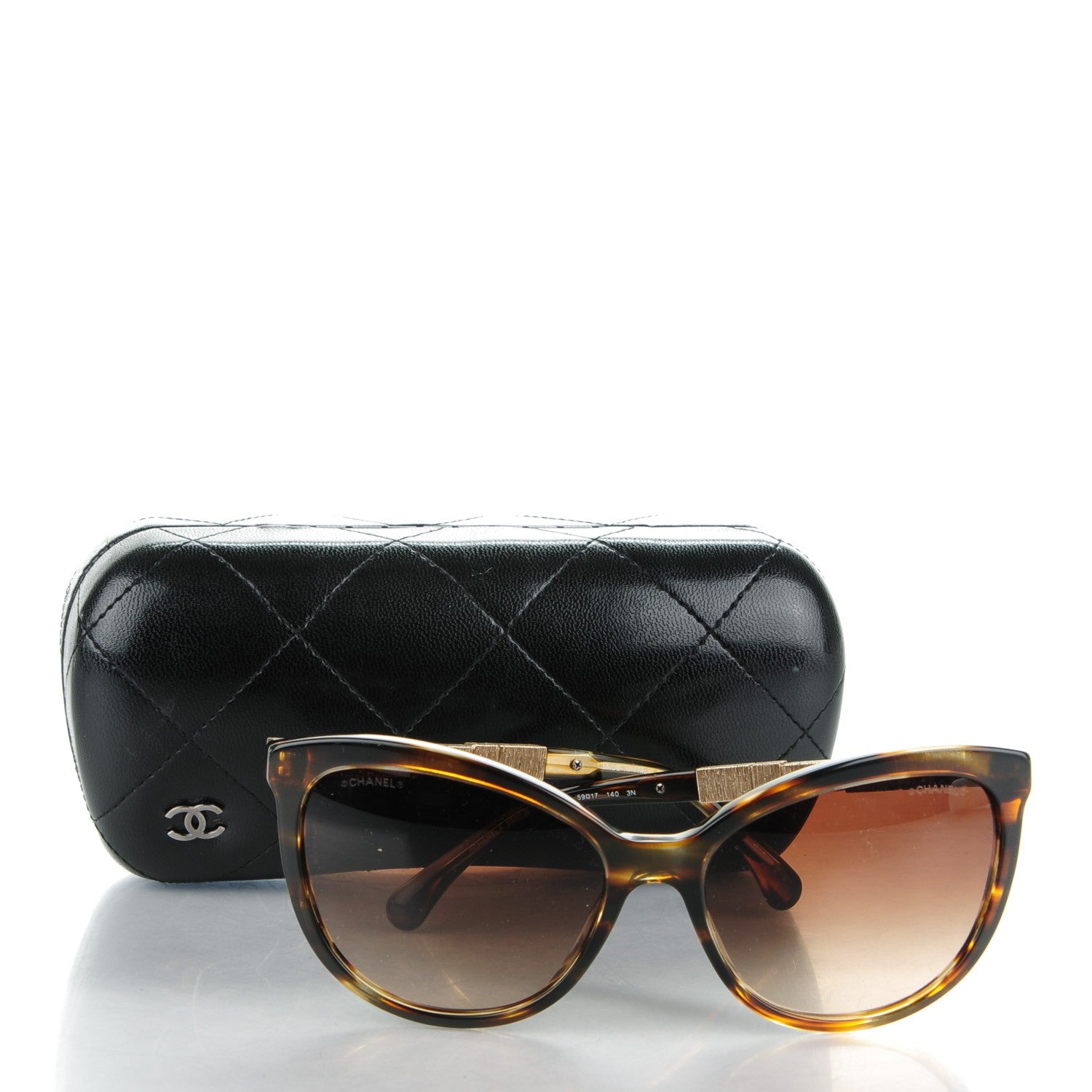 Chanel Crystal Baguette Polarized Cat Eye Bijou Sunglasses 5307-B Light Tortoise 6 of 6