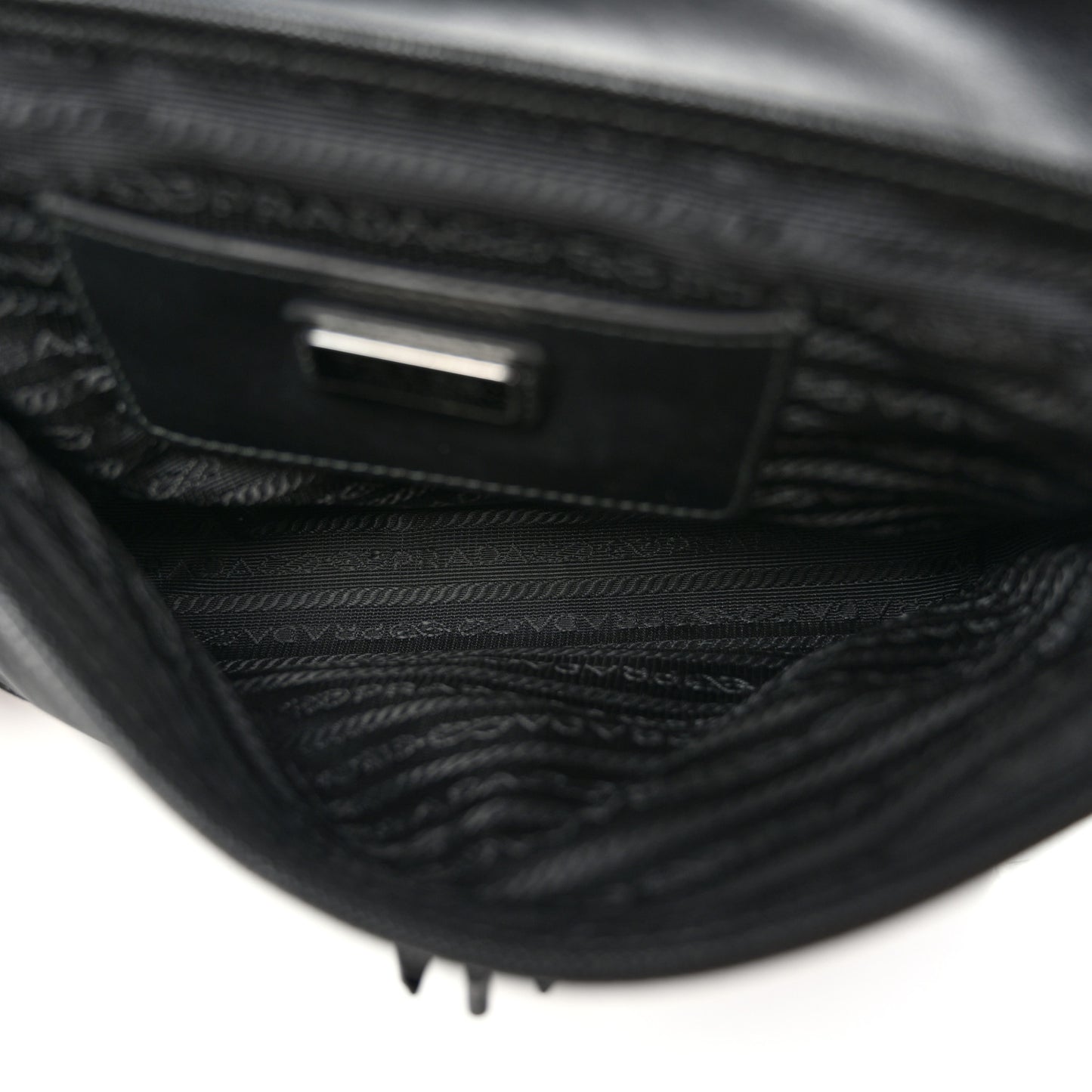Re-Nylon Saffiano Triangle Shoulder Bag Black