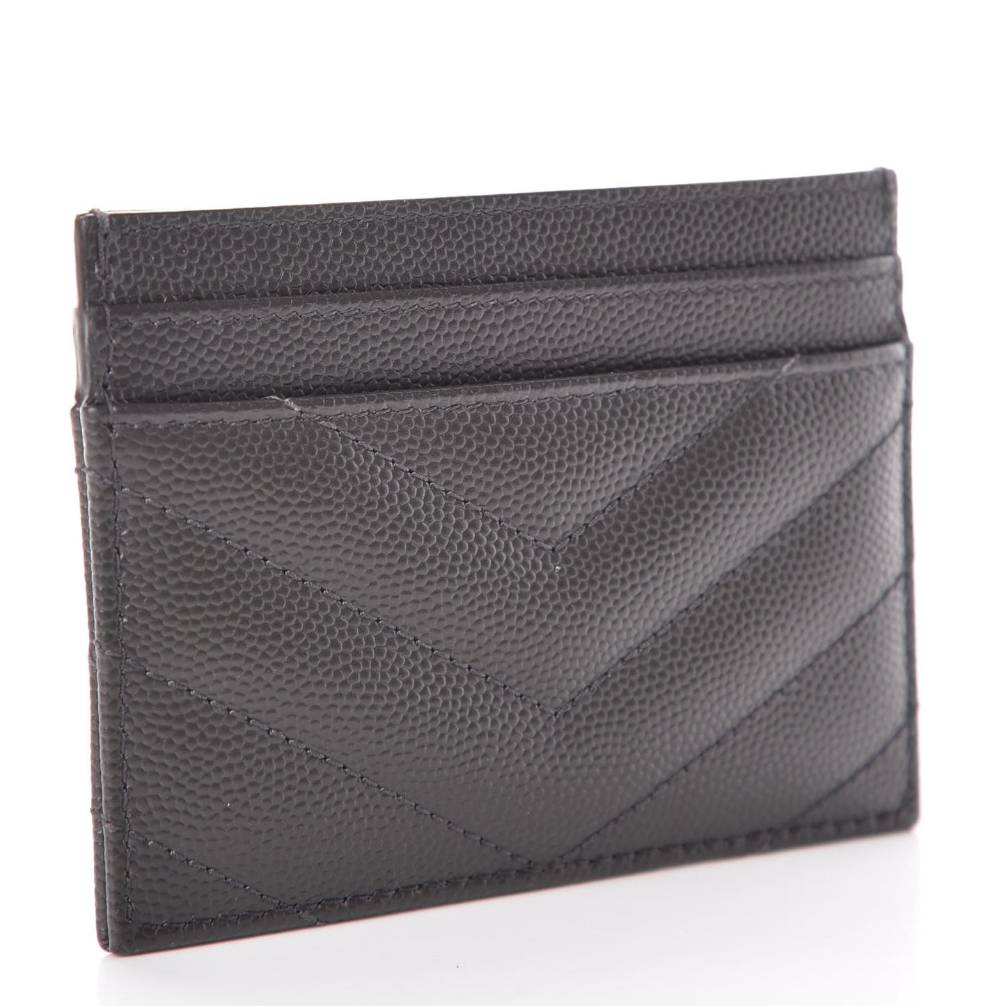 Grain De Poudre Matelasse Chevron Monogram Credit Card Case Coal