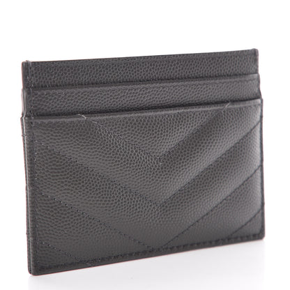 Saint Laurent Grain De Poudre Matelasse Chevron Monogram Credit Card Case Coal 3 of 7