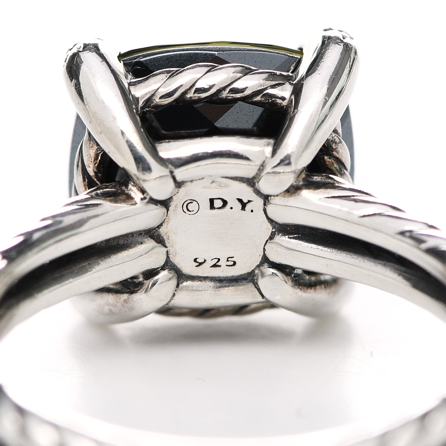 David Yurman Sterling Silver Diamond Green Orchid 11mm Chatelaine Ring 57 8 5 of 5