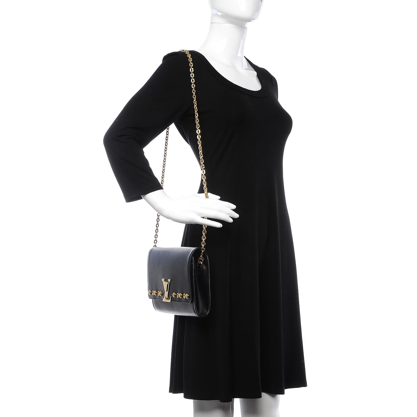 Calfskin Pochette Louise GM Black