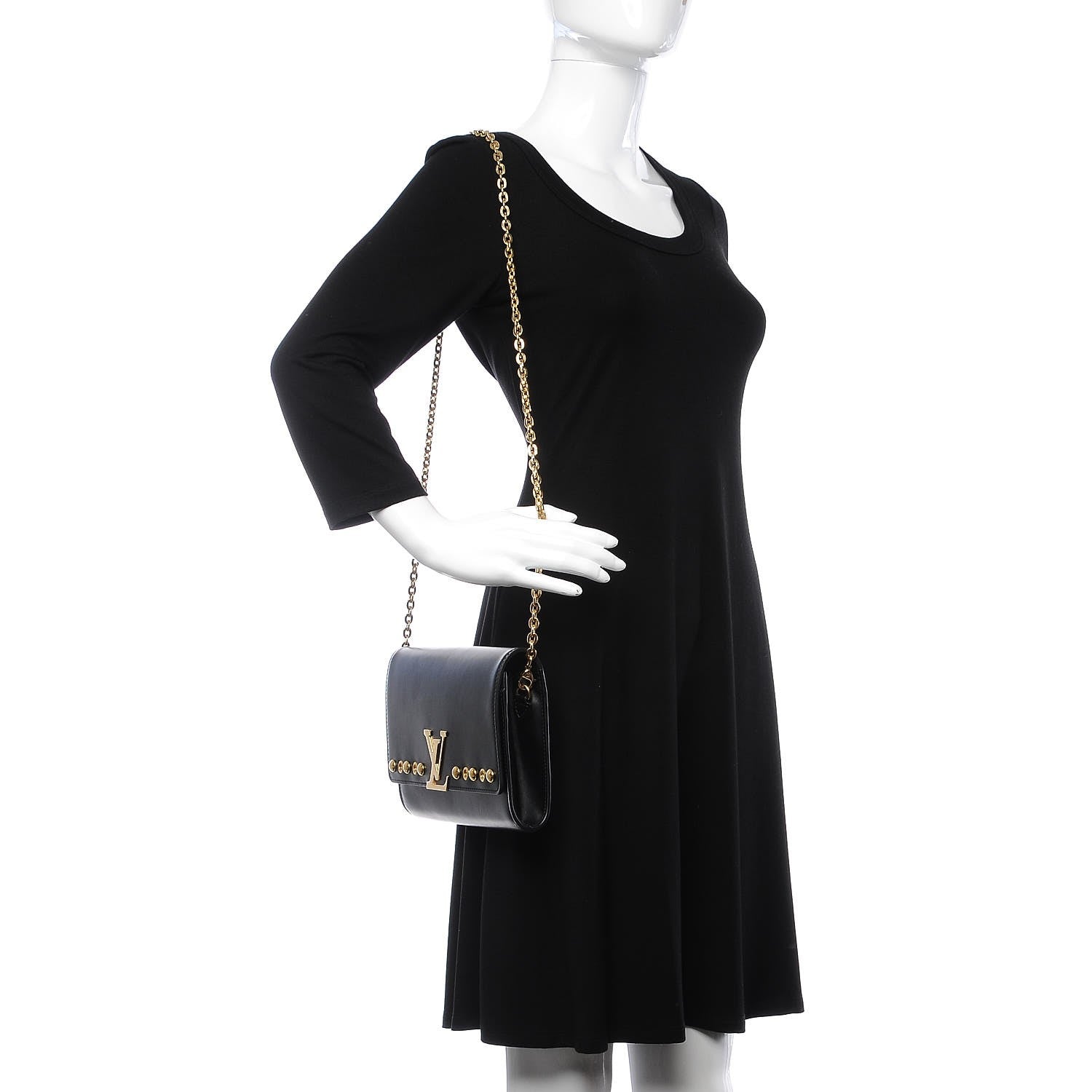 Louis Vuitton Calfskin Pochette Louise GM Black 2 of 11