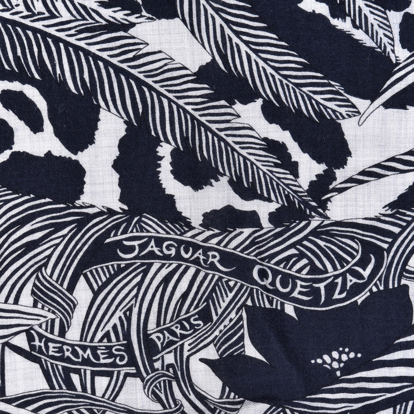 Cashmere Silk Jaguar Quetzal Shawl 140 Gris Chine Bleu Black Gris