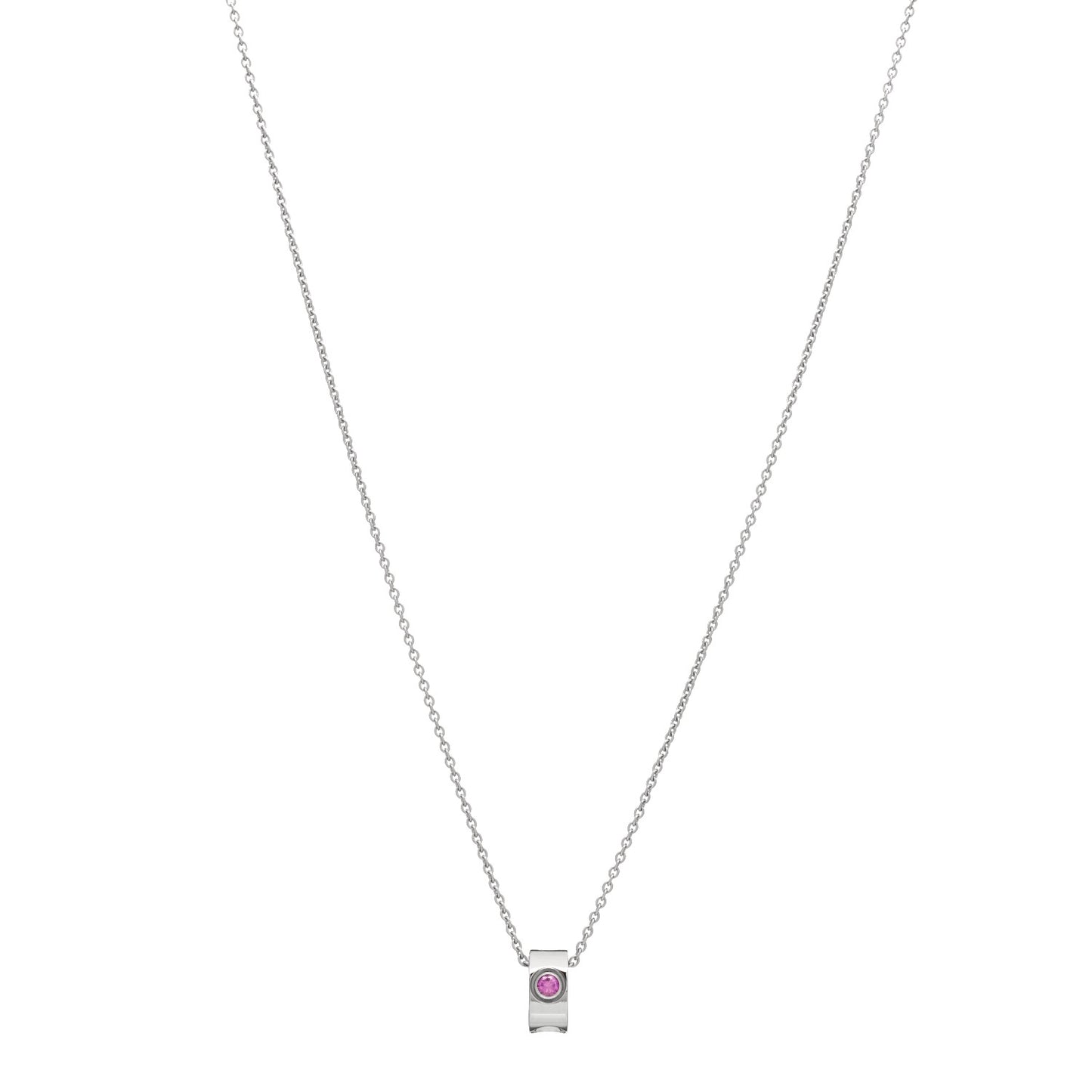 18K White Gold Pink Sapphire Empreinte Pendant Necklace