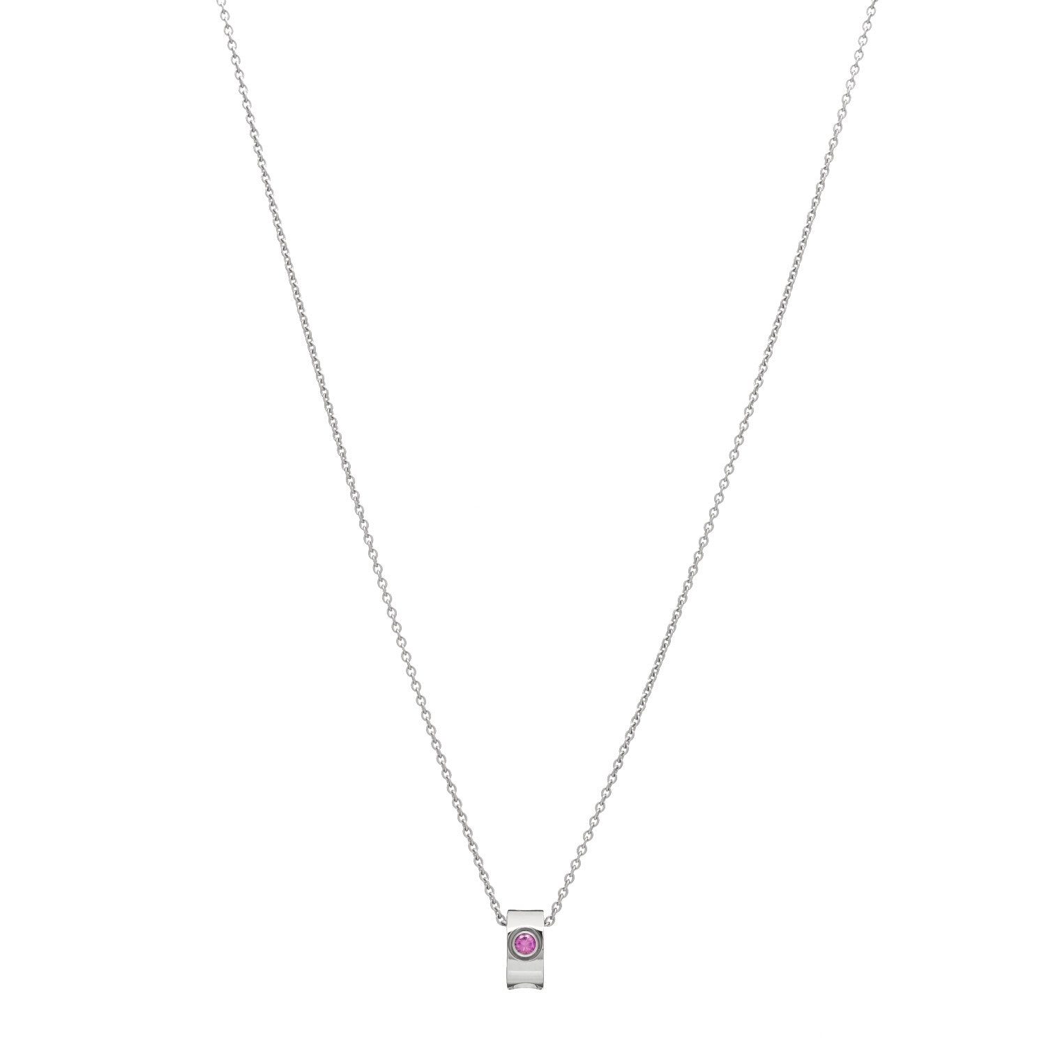 Louis Vuitton 18K White Gold Pink Sapphire Empreinte Pendant Necklace 1 of 6