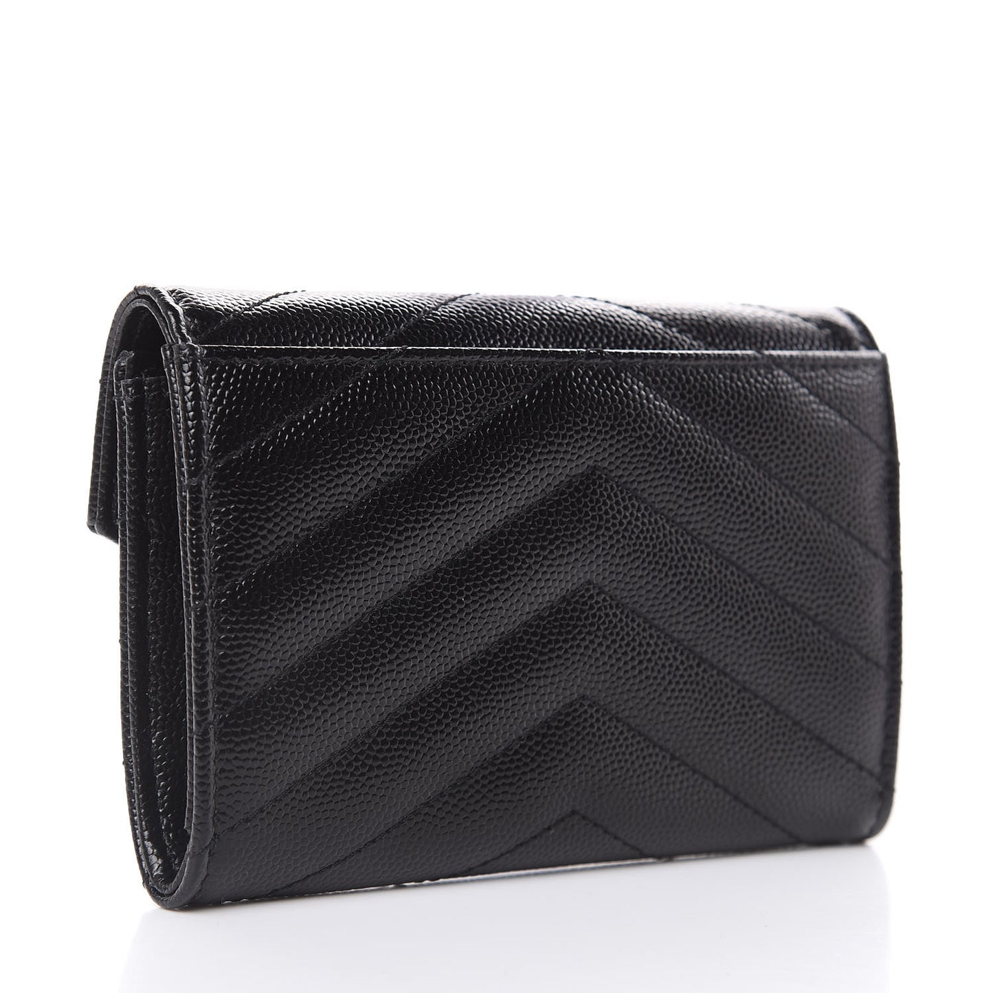 Grain De Poudre Matelasse Chevron Small Monogram Envelope Wallet Black