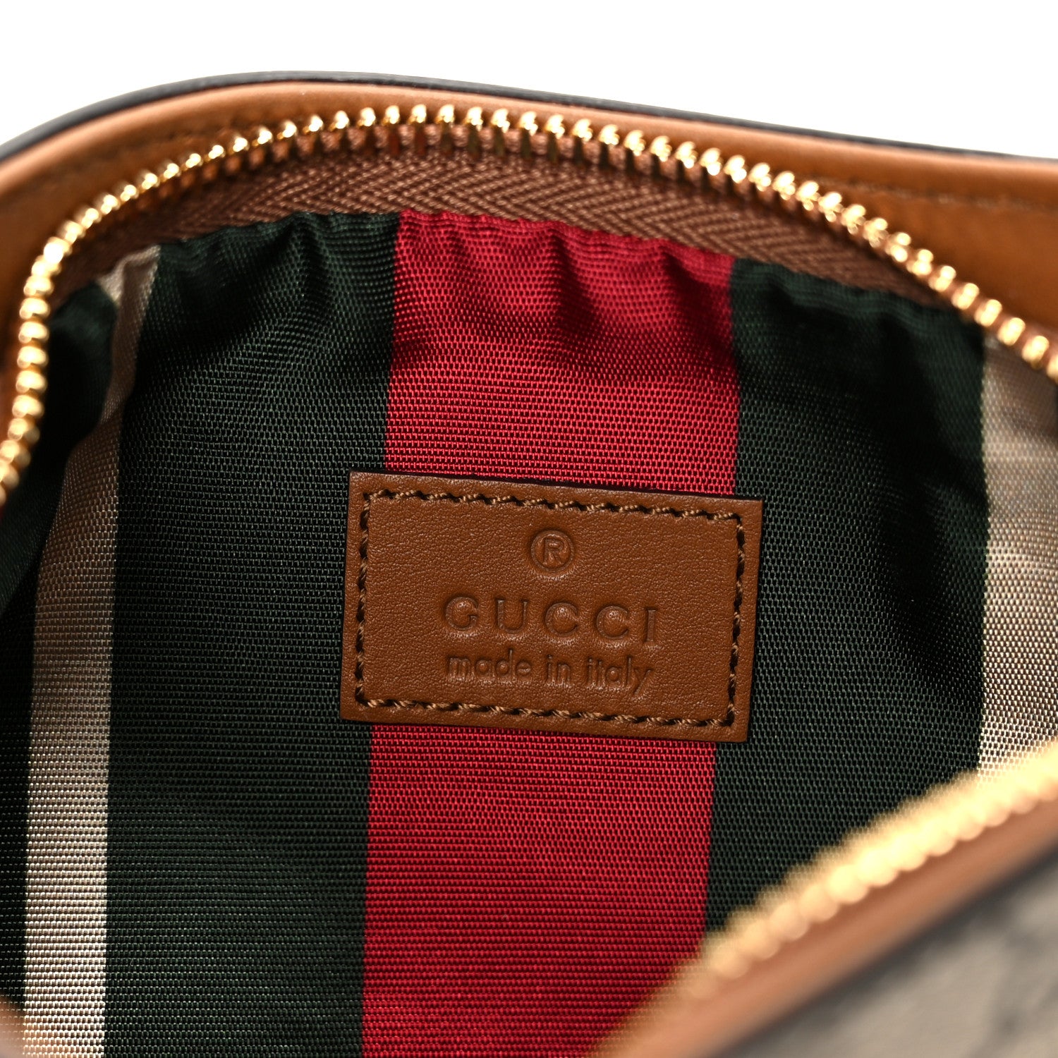 Gucci GG Monogram Calfskin Small Emblem Shoulder Bag Beige Dark Brown 6 of 11