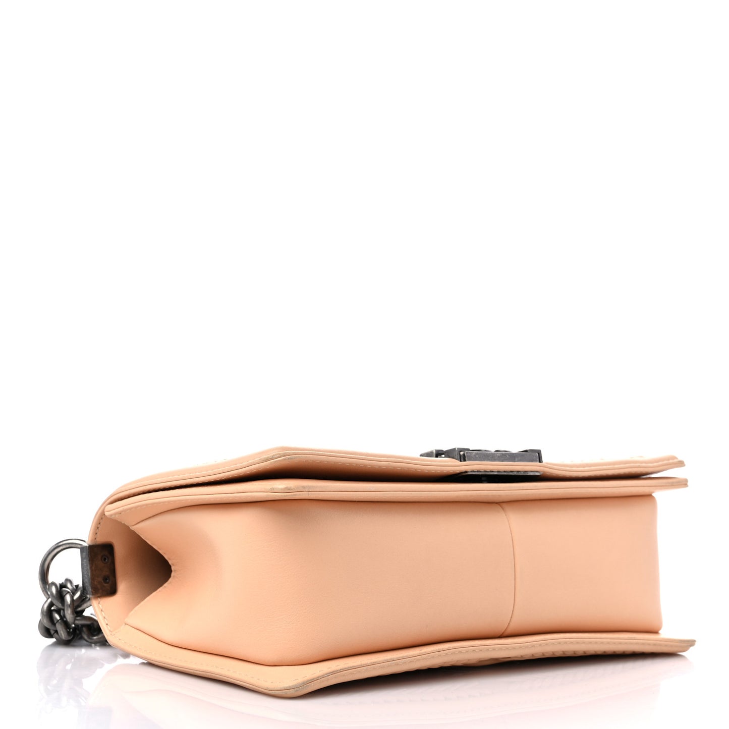 Calfskin Chevron Quilted Medium Braided Boy Flap Beige