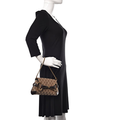 Gucci Monogram Horsebit Clutch Dark Brown 2 of 12