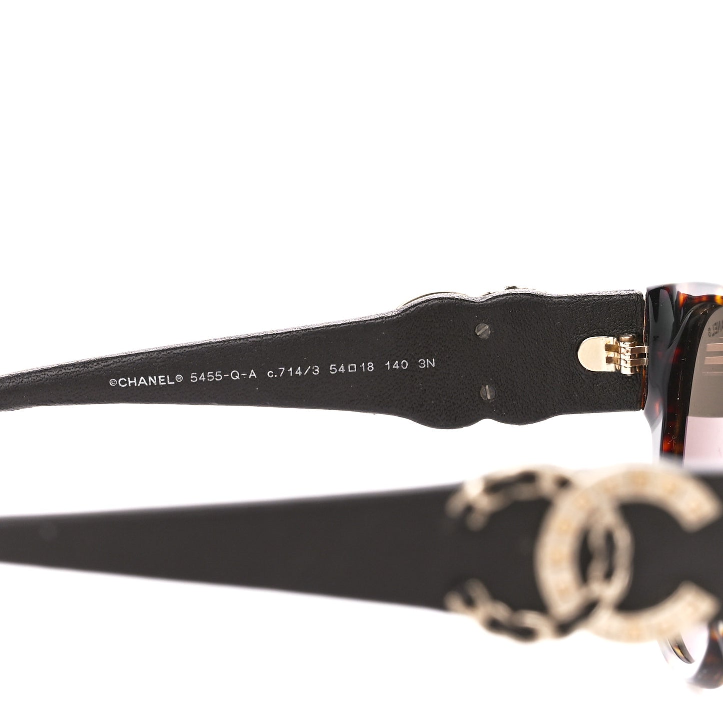 Crystal Lambskin CC Sunglasses 5455-Q-A Black