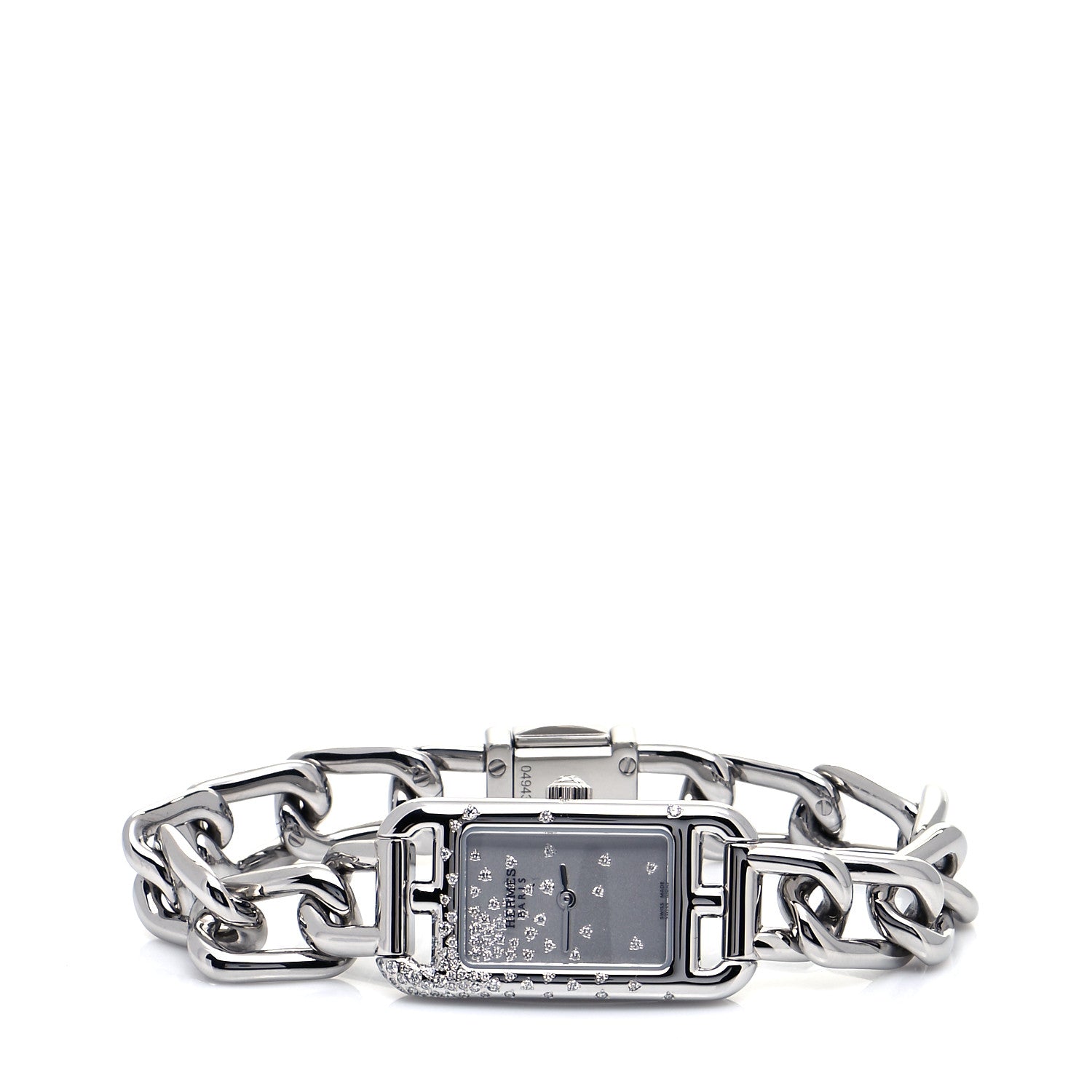 Hermes Stainless Steel Diamond 17mm Nantucket Jete De Diamants Quartz Watch 2 of 6