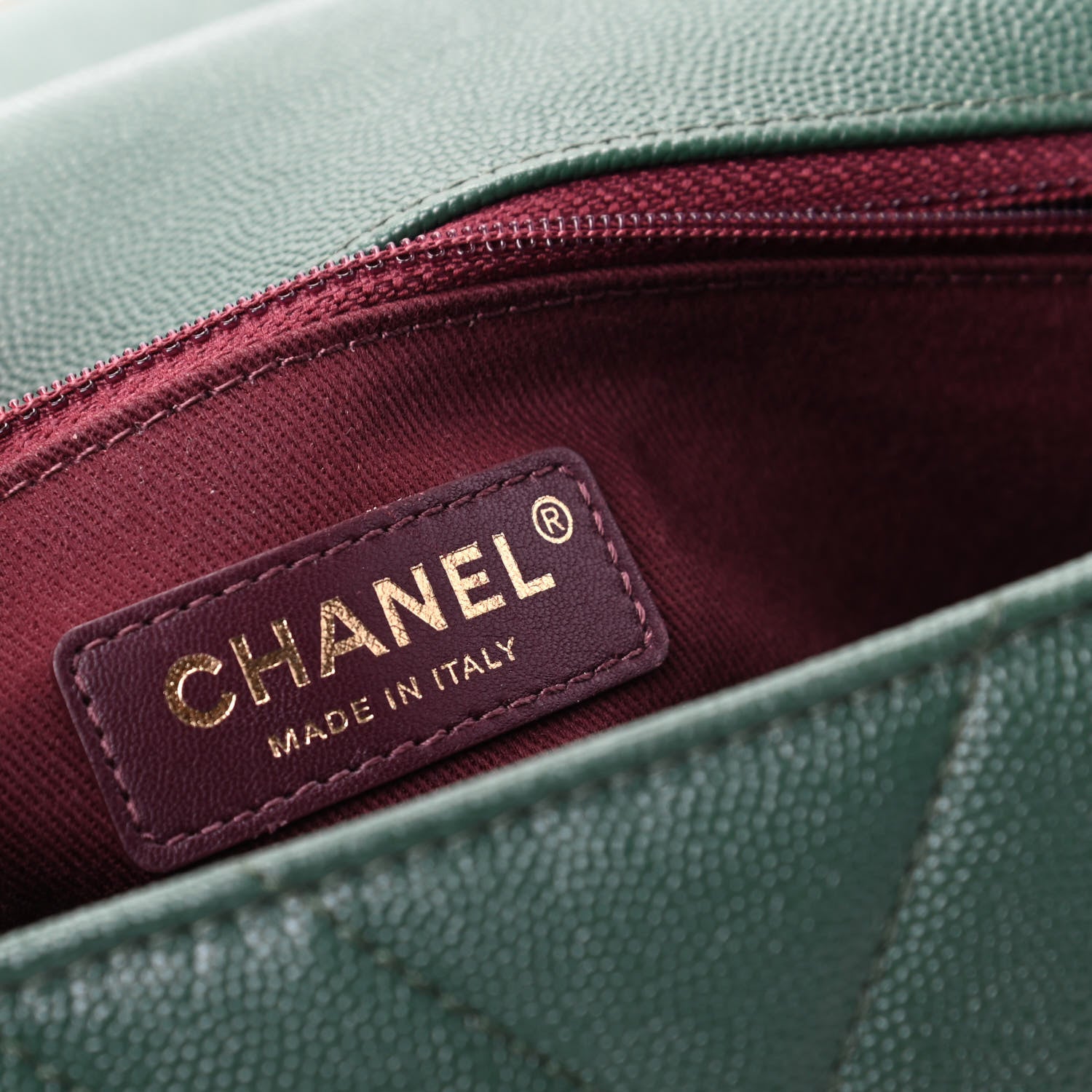 Chanel Caviar Chevron Chevron Quilted Small Coco Handle Flap Green 8 of 9