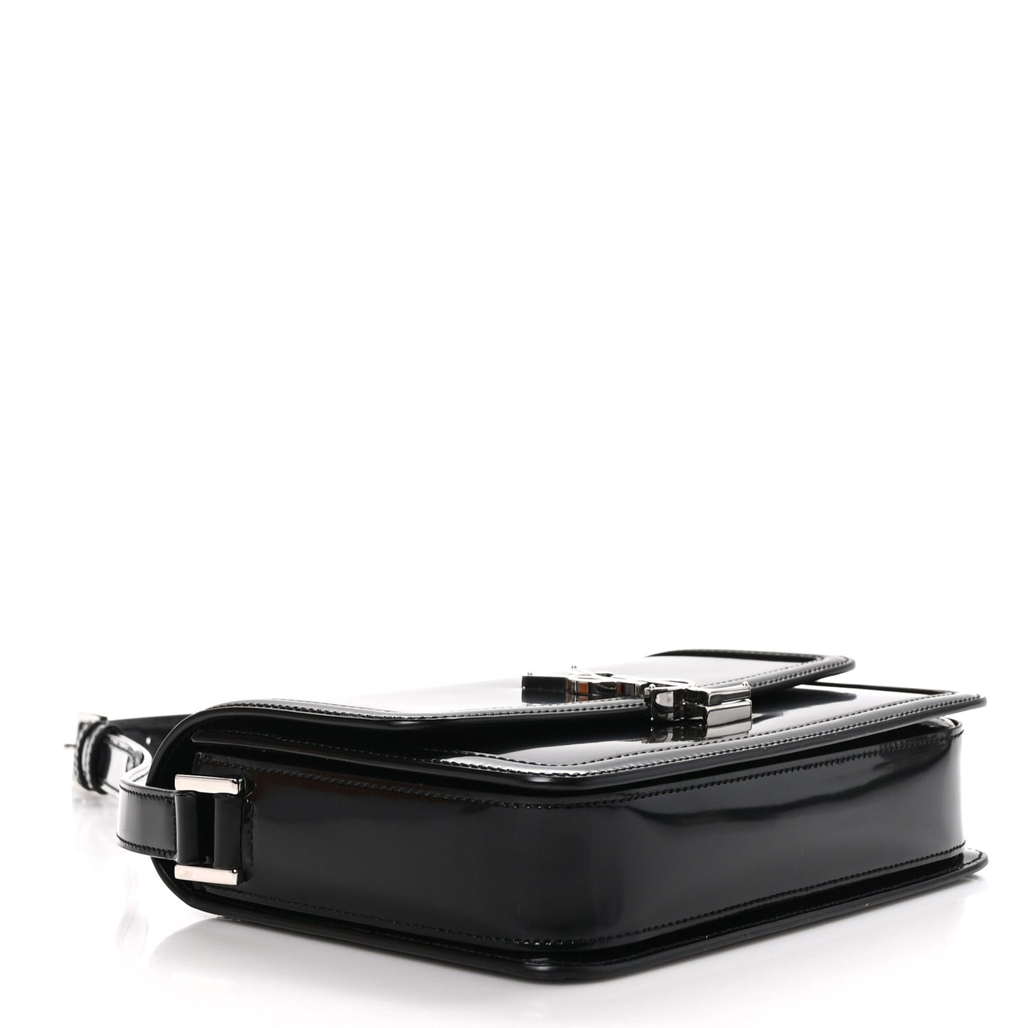 Glazed Calfskin Monogram Medium Solferino Satchel Black