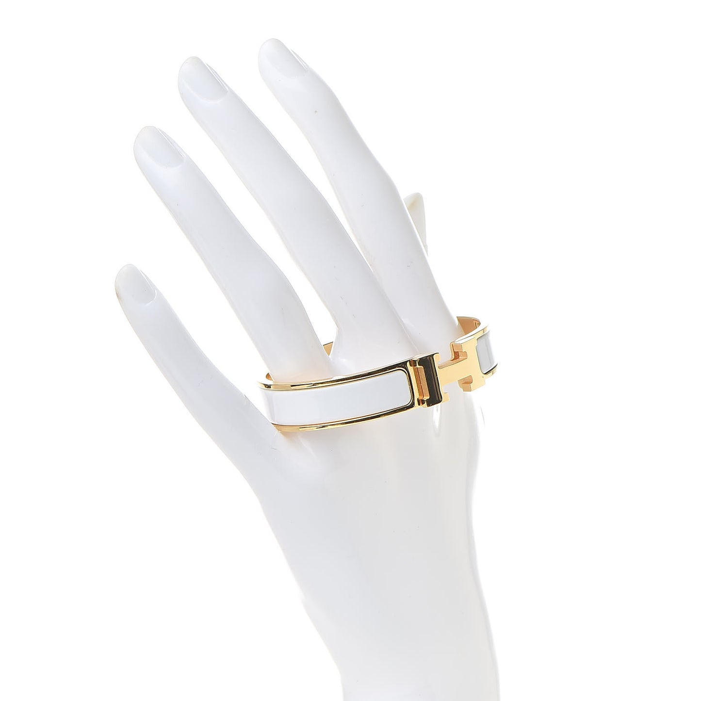 Enamel Narrow Clic Clac H Bracelet PM White