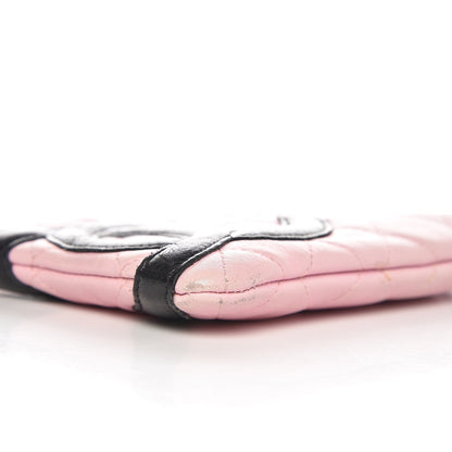 Chanel Calfskin Quilted Cambon Cosmetic Pouch Pink Black 11 of 12