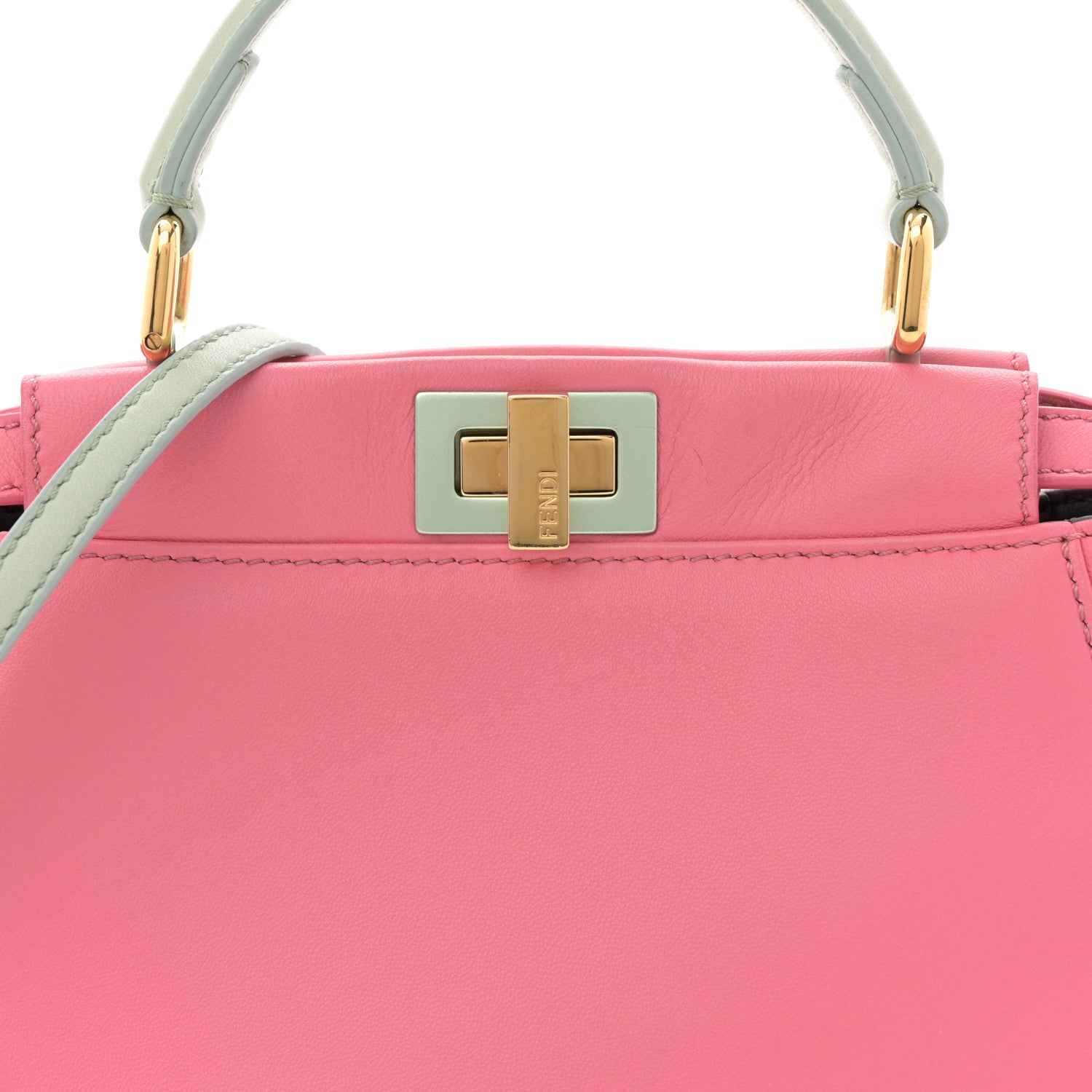 Fendi Nappa Colorblock Mini Peekaboo Iconic Satchel Rosa Fluo Oxigen Slate 8 of 12