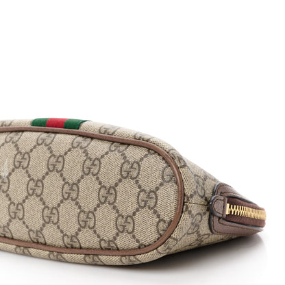 Gucci GG Supreme Monogram Textured Calfskin Web Large Ophidia Cosmetic Case Beige Ebony New Acero 10 of 11