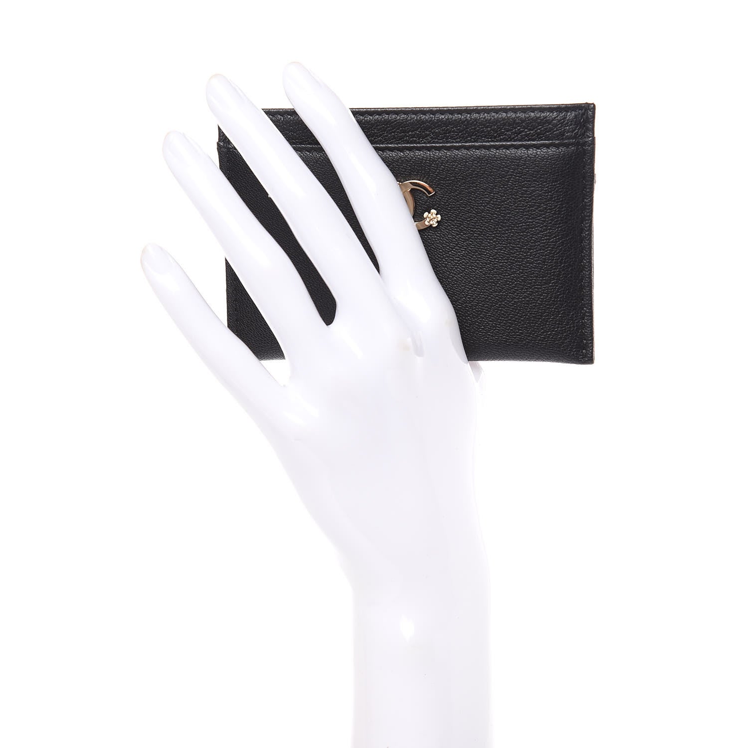 Chanel Calfskin Camellia Card Holder Black 2 of 9