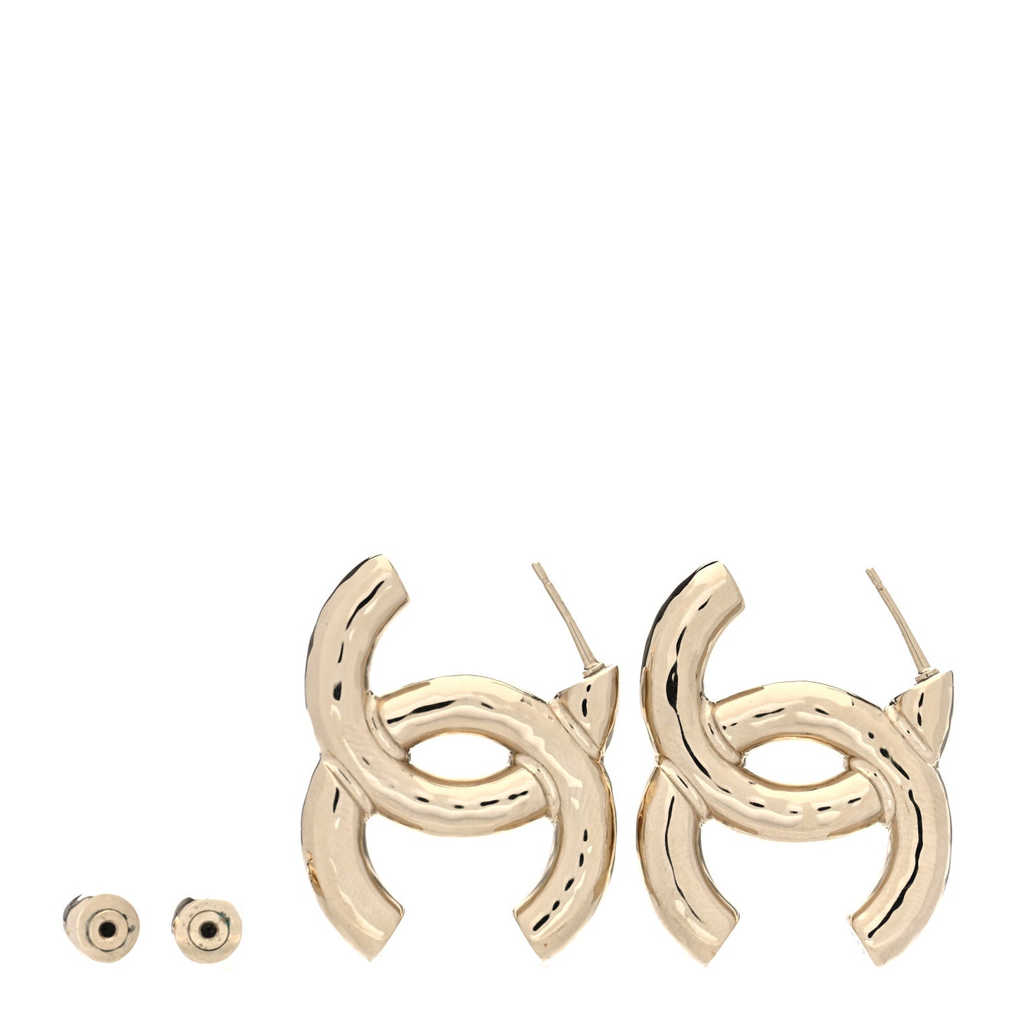 Metal Large CC Earrings Light Gold