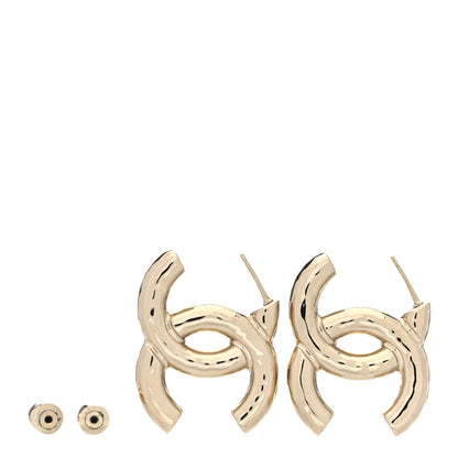 Chanel Metal Large CC Earrings Light Gold 3 of 5