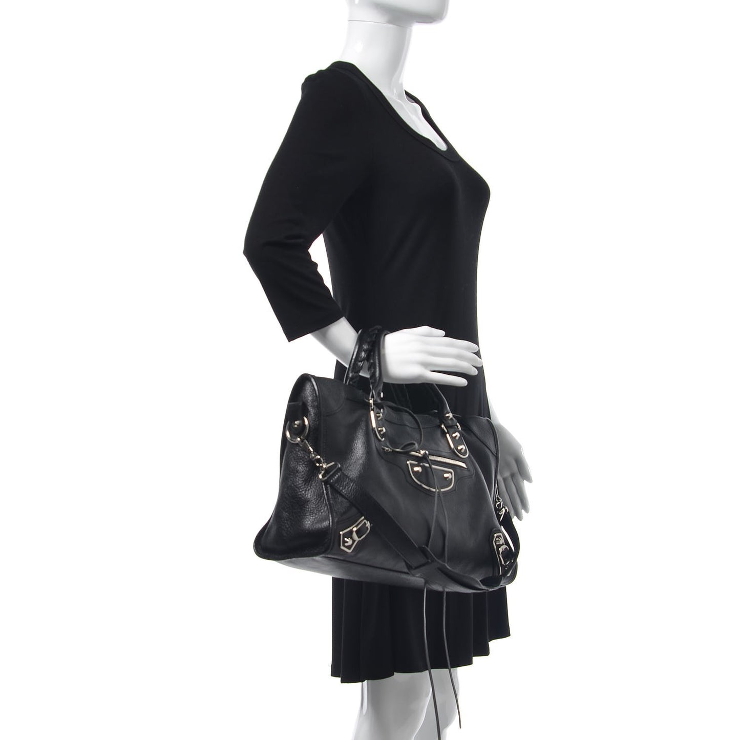 Chevre Silver Metallic Edge Hardware City Black