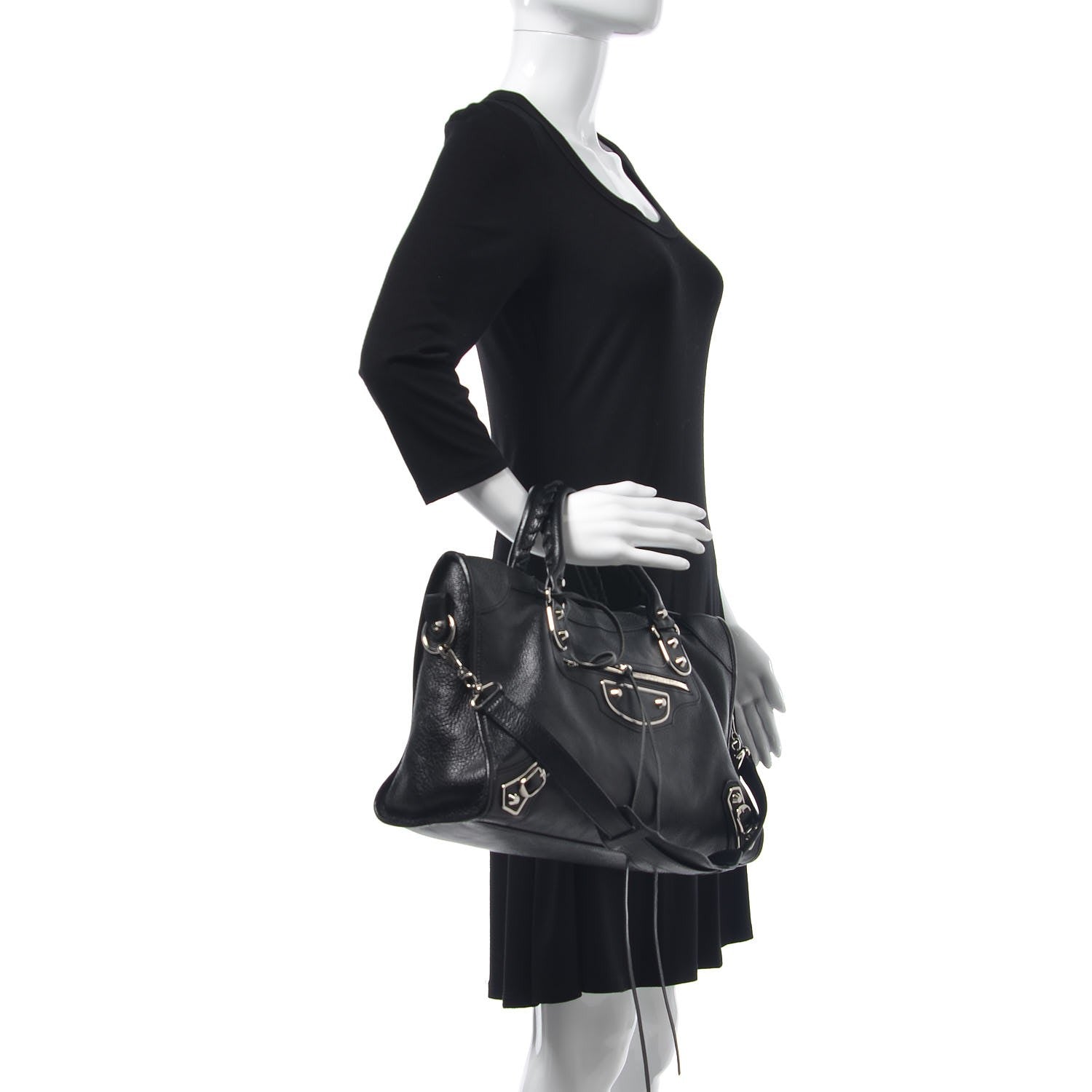 Balenciaga Chevre Silver Metallic Edge Hardware City Black 2 of 7