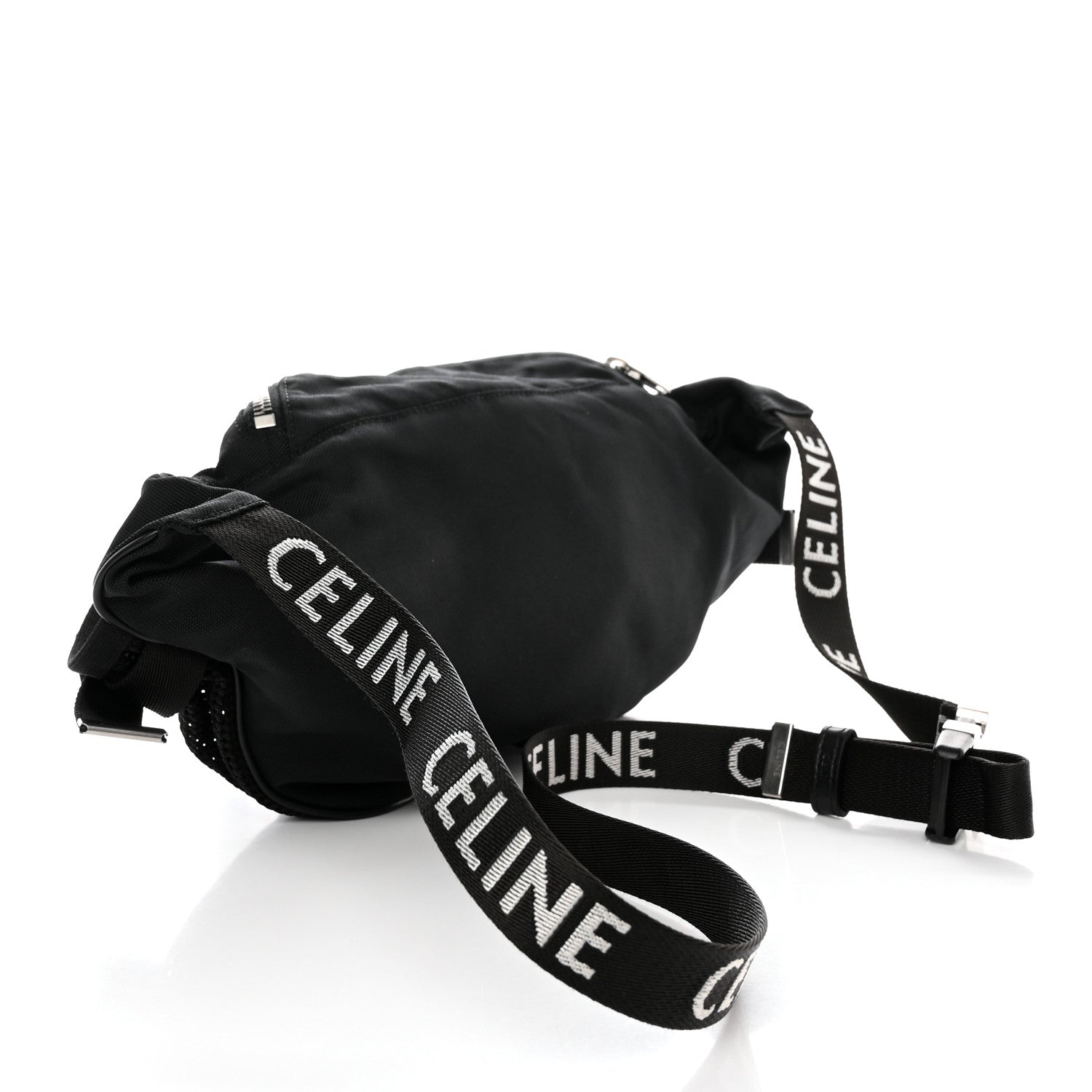Celine Cotton Gabardine Logo Print Trekking Belt Bag Black 3 of 9