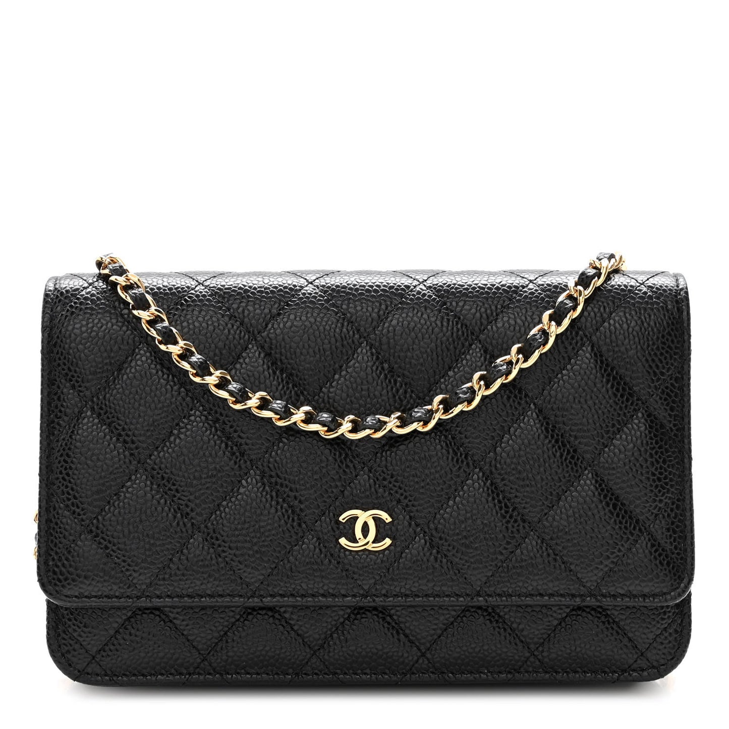 Caviar Quilted Wallet on Chain WOC Black