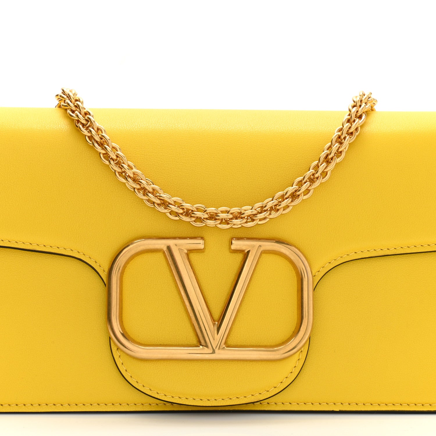 Valentino Garavani Calfskin Vlogo Loco Shoulder Bag Bright Lemon 8 of 14