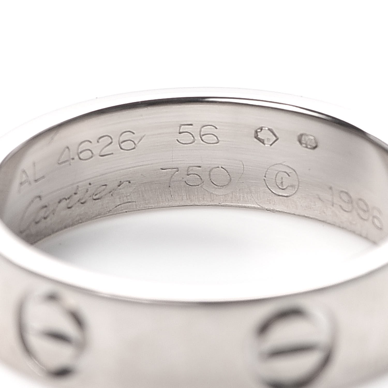 Cartier 18K White Gold 5.5mm LOVE Ring 56 7.5 5 of 5