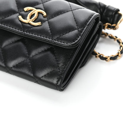 Chanel Lambskin Quilted Card Holder with Chain Black 11 of 12