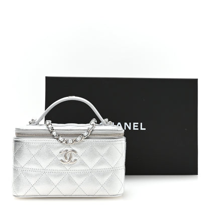 Chanel Metallic Caviar Quilted Trendy Handle Mini Vanity Silvery 12 of 12