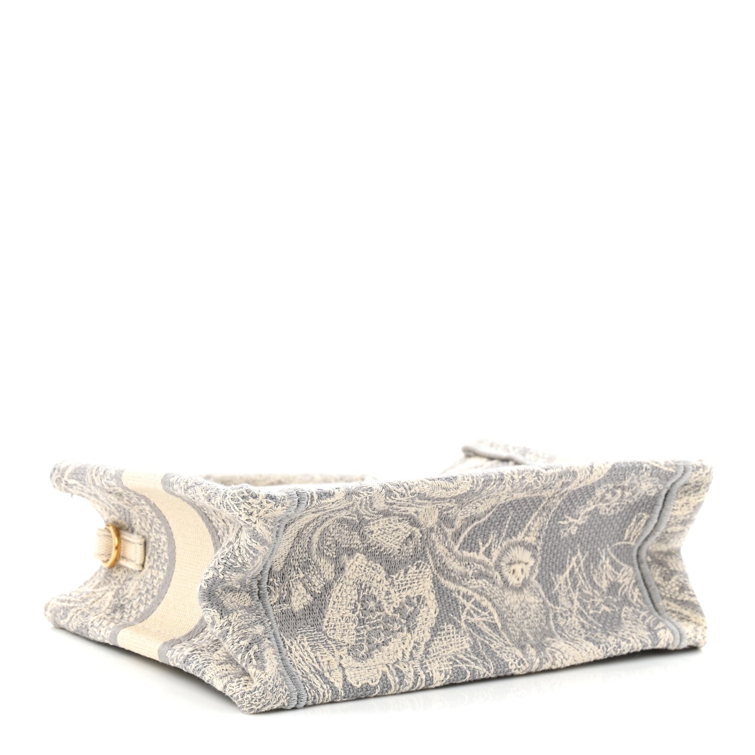 Christian Dior Canvas Embroidered Toile De Jouy Reverse Mini Book Tote With Strap Grey 4 of 11