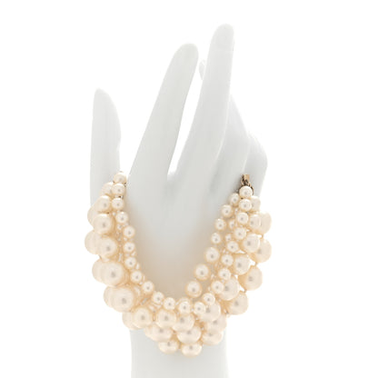 Chanel Graduated Pearl Crystal CC Multi Strand Bracelet Gold 2 of 5